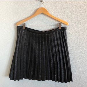 JCrew Metallic Black Pleated Mini Skirt Size 14
